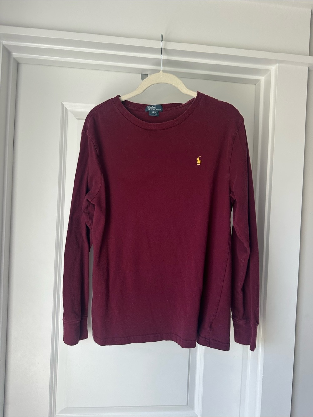 Ralph Lauren Long-Sleeve Crew Tee - Burgundy with Gold Pony